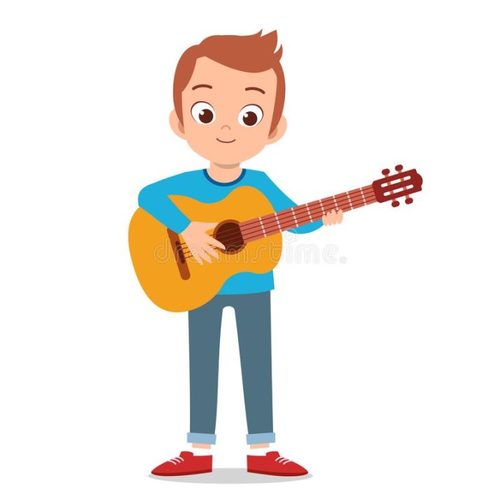 Happy Cute Teen Play Guitar Sing Artist Stock Vector - Illustration of  rocker, musician: 158435132